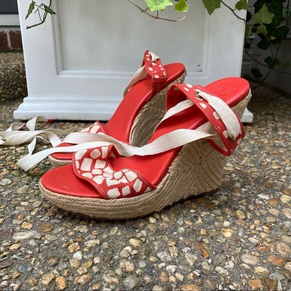 Vintage DVF jute wedge heels 9 Diane von Furstenburg - Picture 1 of 6